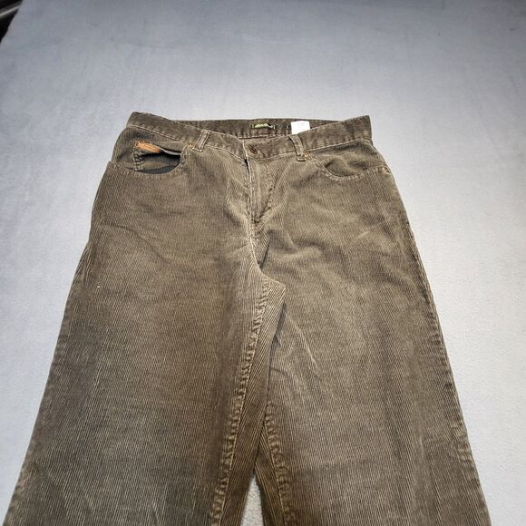 Eddie Bauer Pants Womens 10P Brown Boot Cut Corduroy Stretch Distressed - Picture 2 of 10